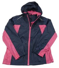 Tmavomodro-růžová šusťáková jarní funkční bunda s kapucí Crivit