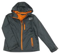 Antracitová softshellová funkční bunda s nápisem a kapucí Crivit