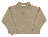 Béžový crop svetr s límečkem Zara