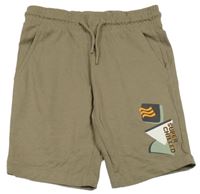 Béžové teplákové kraťasy s potiskem 