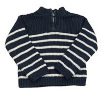 Tmavomodro-bílý pruhovaný svetr M&S