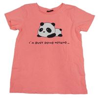 Neonově růžové tričko s pandou Page one young