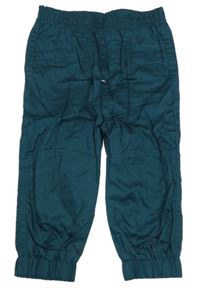 Petrolejové podšité plátěné cuff kalhoty Nutmeg