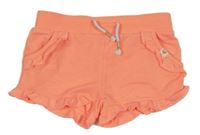 Neonově korálové teplákové kraťasy 