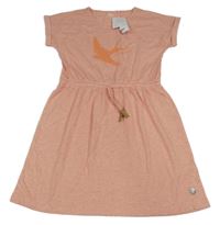 Nové - Světlerůžové teplákové šaty s ptáčkem Yigga