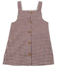 Světlerůžovo-vínové kostkované úpletové šaty Nutmeg