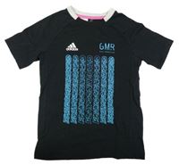 Černo-modré tričko s nápisy Adidas
