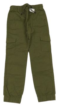 Nové - Khaki plátěné cargo cuff kalhoty Denim Co.