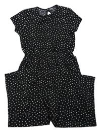 Černo-bílý květovaný kalhotový culottes overal Dunnes 