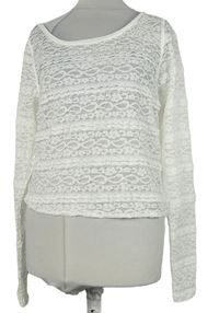 Dámské bílé krajkové crop triko Hollister 