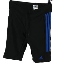 Pánské černé plavkové kraťasy s pruhy Adidas vel. 32