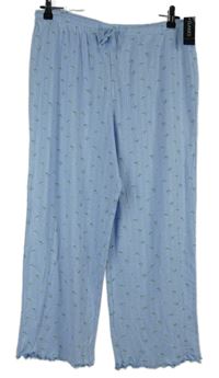 Dámské světlemodré kytičkované pyžamové crop kalhoty Dunnes 