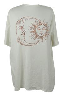 Dámské bílé volné tričko s obrázkem Shein 