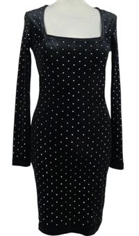 Dámské černé sametové šaty s kamínky H&M