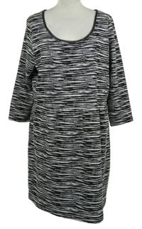 Dámské černo-bílé vzorované úpletové šaty F&F