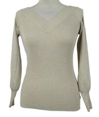 Dámský béžový třpytivý lehký svetr F&F