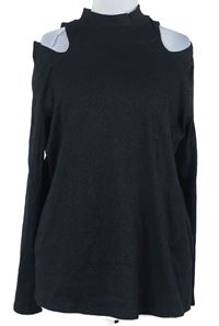 Dámské černé třpytivé žebrované triko s průstřihy George 