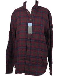 Nové - Pánská vínovo-tmavomodrá kostkovaná flanelová košile M&S