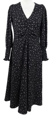 Dámské černé kytičkované midi šaty Savida 