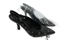 Nové - Dámské černé slingback lodičky na podpatku s cvočky TU vel. 35,5