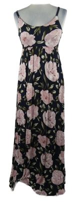 Dámské tmavomodro-růžové květované dlouhé šaty S. Oliver 