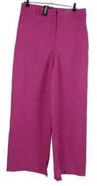 Nové - Dámské fuchsiové volné kalhoty Boohoo 