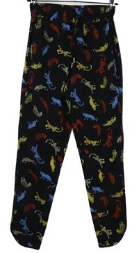 Dámské černé volné kalhoty s tygry Biba 