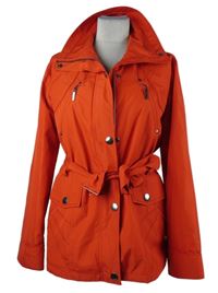 Dámská červená šusťáková jarní parka s páskem 
