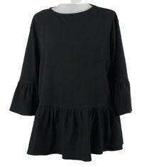 Dámská černá strukturovaná peplum halenka New Look