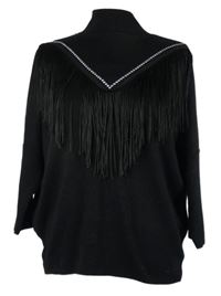 Dámský černý svetr s třásněmi a cvočky River Island 