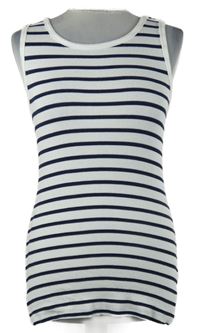 Dámský bílo-tmavomodrý proužkovaný žebrovaný top Gina Benotti 