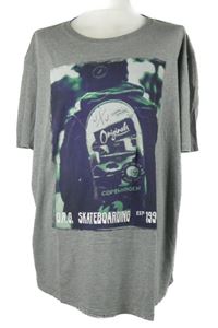 Pánské šedé tričko s potiskem Jack&Jones vel. XXXL