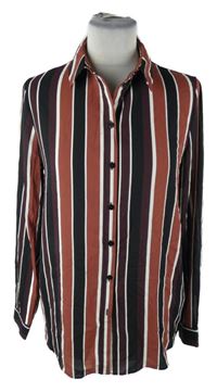 Dámská vínovo-černá pruhovaná halenka Primark 