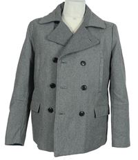 Pánský šedý vlněný jarní kabát H&M