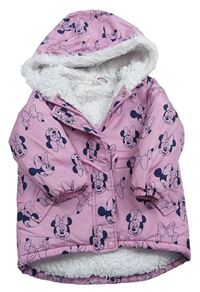 Růžová šusťáková zimní bunda s Minnie a kapucí zn. Disney