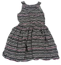Černo-bílo-růžové vzorované lehké šaty C&A