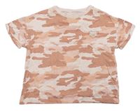 Růžové army crop tričko s číslem zn. M&S