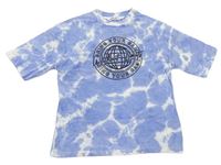 Modro-bílé batikované tričko s potiskem Pep&Co