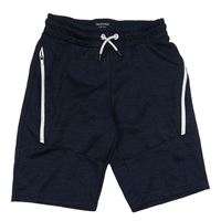 Tmavomodro-černé sportovní kraťasy se zipem Primark