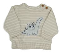 Béžovo-bílý pruhovaný svetr s dinem Mothercare