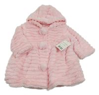 Nové- Světlerůžový kožešinový kabát s kapucí zn. Cutey couture