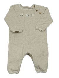 Světlebéžový úpletový overal s ovečkami 