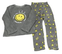 Šedé chlupaté pyžamo se smajlíky Zara