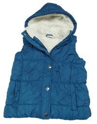 Petrolejová šusťáková zateplená vesta s kapucí Alive