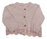 Světlerůžový propínací svetr s krajkou George