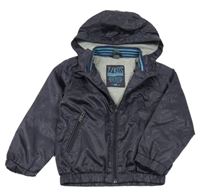 Tmavofialová kostkovaná šusťáková jarní bunda s kapucí Zara