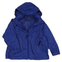 Modrá šusťáková nepromokavá bunda s kapucí