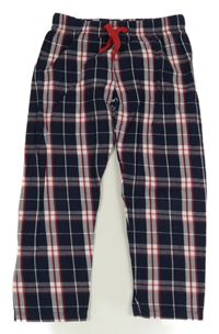 Tmavomodro-bílo-červené kostkované pyžamové kalhoty