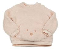 Světlerůžová chlupatá mikina s medvědem so cute