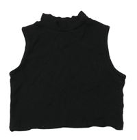 Černý žebrovaný crop top Peacocks